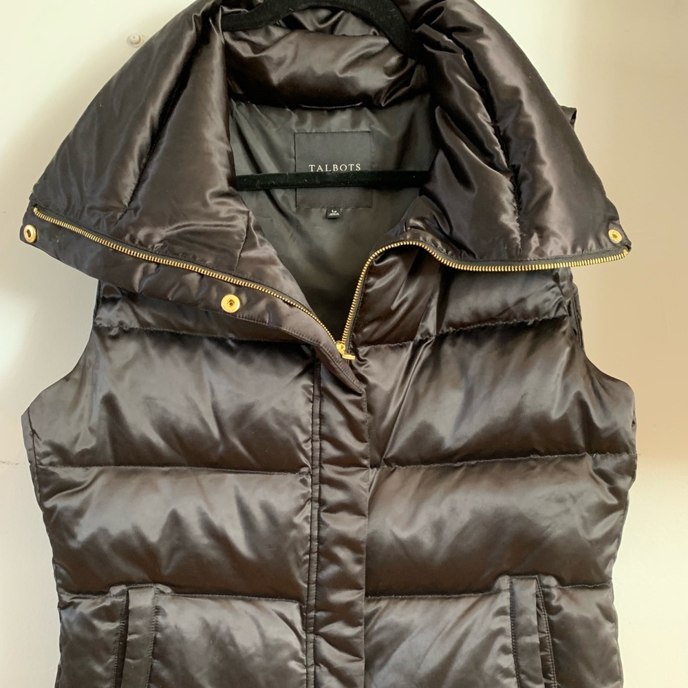 Talbots Large Petite Down Puffer Vest Black *Like New*